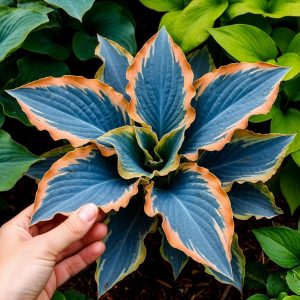 Хоста Океан Вью купить по цене от 960р. в интернет-магазине «Посадика» с доставкой почтой в в Почепе и по всей России – [изображение №1].